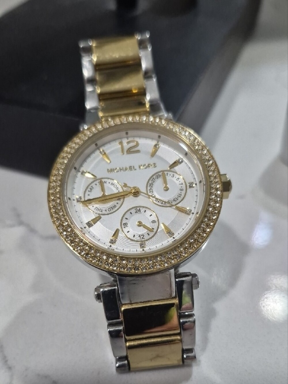 Michael Kors Two-Tone Gold and Silver Crystal Bezel Women's Watch